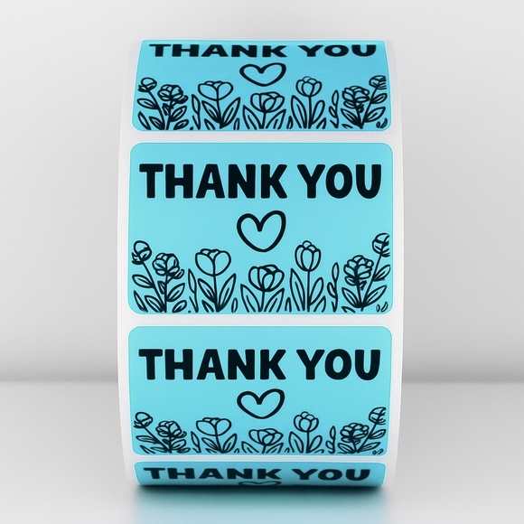 Thank You Stickers – Green Floral Design – Small Business Packaging Labels NEW - Picture 5 of 9